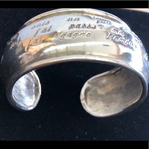 Carolee French Inscription Sterling Silver Bangle